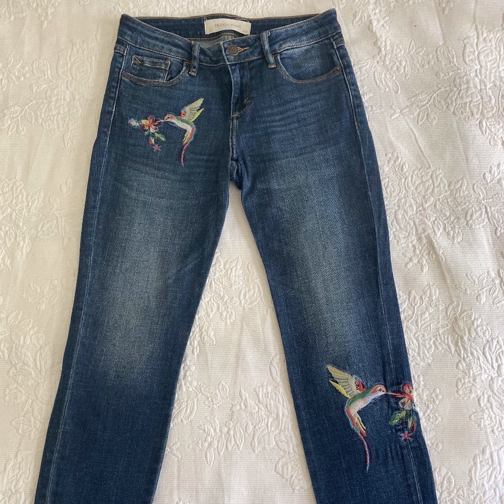 Embroidered Hummingbird Hidden Jeans Brand